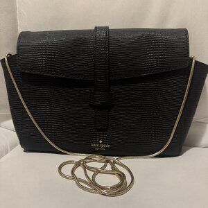 Kate Spade Riverside Street Emmie Crossbody - Black Lizard Embossed Leather